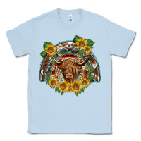 Dusty Blue scottish calf sunflowers rainbow Classic Tee - BarkalooDesign