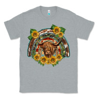 Heather Grey scottish calf sunflowers rainbow Classic Tee - BarkalooDesign