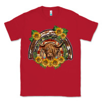 Red scottish calf sunflowers rainbow Classic Tee - BarkalooDesign