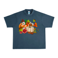 Midnight Navy pumpkins daisies and fall leaf's ado Urban Heavy Tee - AdoDesignShop