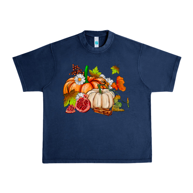 Pumpkins Daisies And Fall Leaf's Ado Urban Heavy Tee by AdoDesignShop | Teevron