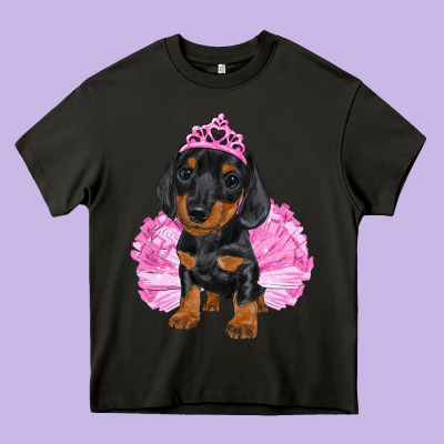 Heavy Core Tee balerina dachshund with tutu
