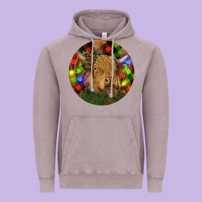 Brown Cow Christmas Vintage Hoodie Designed By Ranaportraitstore