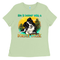 Matcha life is better with a border collie Ladies Tee - texasbilliewilder