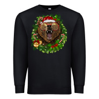 Black christmas bear  wreath Premium Sweatshirt - BarkalooDesign