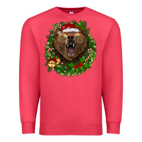 Cardinal christmas bear  wreath Premium Sweatshirt - BarkalooDesign