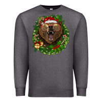 Charcoal Heather christmas bear  wreath Premium Sweatshirt - BarkalooDesign