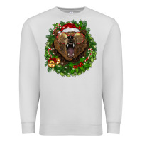 Dove Grey christmas bear  wreath Premium Sweatshirt - BarkalooDesign