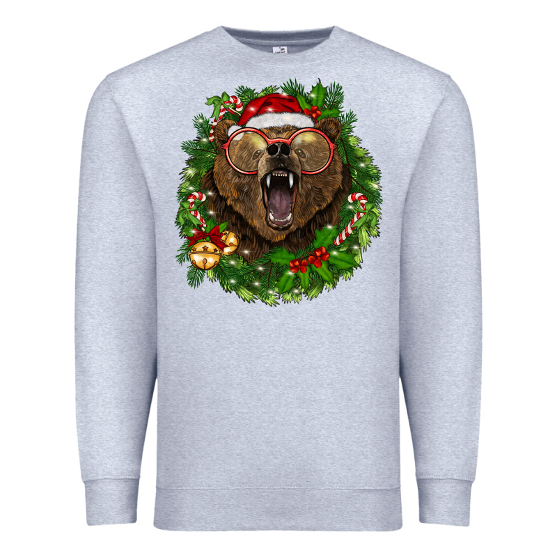 Christmas Bear  Wreath Premium Sweatshirt by BarkalooDesign | Teevron