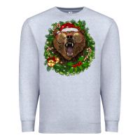 Heather Grey christmas bear  wreath Premium Sweatshirt - BarkalooDesign