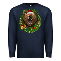 Navy christmas bear  wreath Premium Sweatshirt - BarkalooDesign