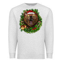 Oatmeal Heather christmas bear  wreath Premium Sweatshirt - BarkalooDesign