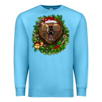 Ocean Blue christmas bear  wreath Premium Sweatshirt - BarkalooDesign