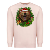Pale Pink christmas bear  wreath Premium Sweatshirt - BarkalooDesign