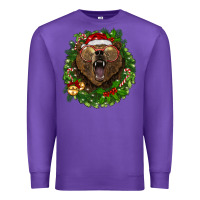 Purple christmas bear  wreath Premium Sweatshirt - BarkalooDesign