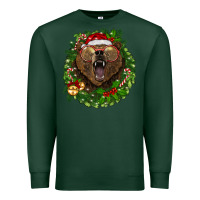 Sports Green christmas bear  wreath Premium Sweatshirt - BarkalooDesign