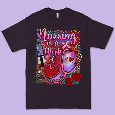 Nursing Is A Work Of Heart Premium Tee Designed By Ranaportraitstore