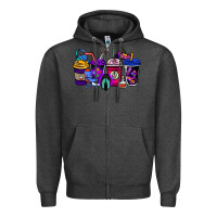 Charcoal Heather gaming coffee cups Zipper Hoodie - NancyCooperArtShop