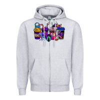Heather Grey gaming coffee cups Zipper Hoodie - NancyCooperArtShop