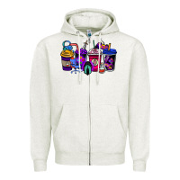 Oatmeal Heather gaming coffee cups Zipper Hoodie - NancyCooperArtShop
