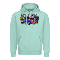 Seafoam gaming coffee cups Zipper Hoodie - NancyCooperArtShop