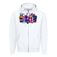 White gaming coffee cups Zipper Hoodie - NancyCooperArtShop