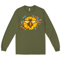Army Green bee sunflower leopard Long Sleeve Tee - Jasminsmagicworld
