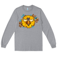 Heather Grey bee sunflower leopard Long Sleeve Tee - Jasminsmagicworld