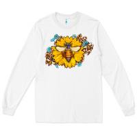 White bee sunflower leopard Long Sleeve Tee - Jasminsmagicworld