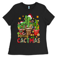 Black christmas cactus merry cactmas Ladies Tee - Zillion Design Studio