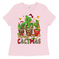 Bubblegum Pink christmas cactus merry cactmas Ladies Tee - Zillion Design Studio