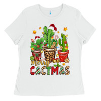 White christmas cactus merry cactmas Ladies Tee - Zillion Design Studio