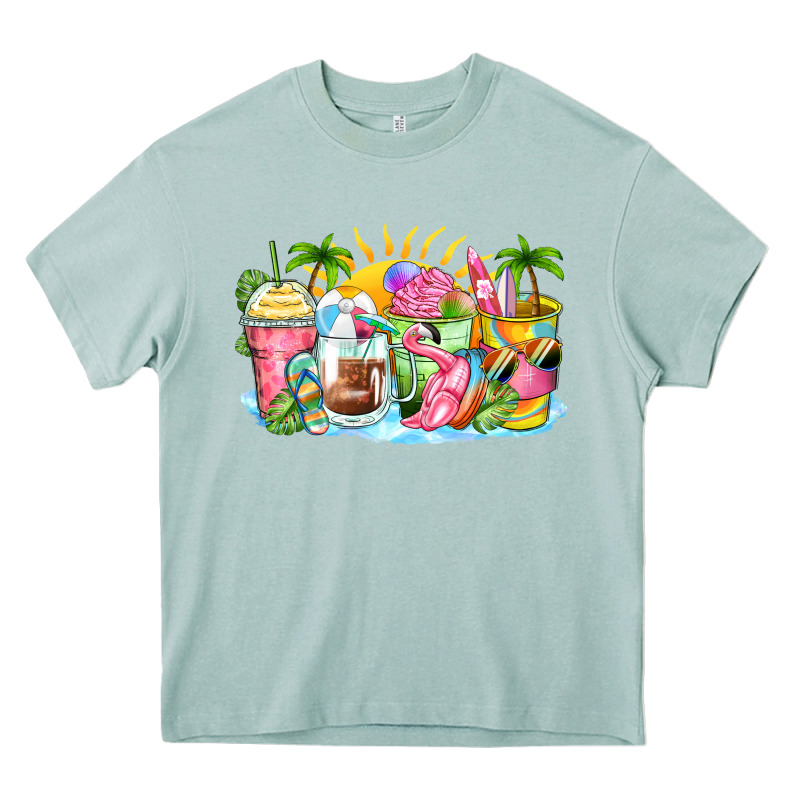 Beach Summer Coffee Cups Heavy Core Tee by Zillion Design Studio | Teevron