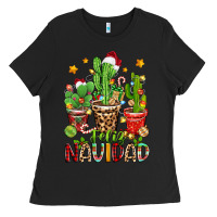 Black christmas cactus feliz navidad Ladies Tee - Zillion Design Studio