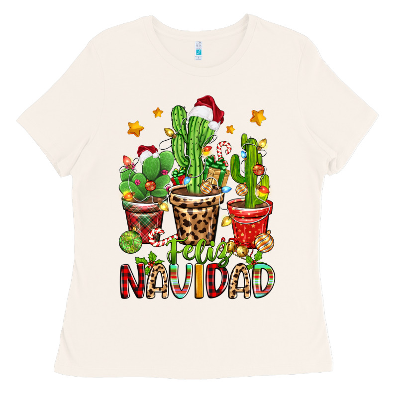 Christmas Cactus Feliz Navidad Ladies Tee by Zillion Design Studio | Teevron