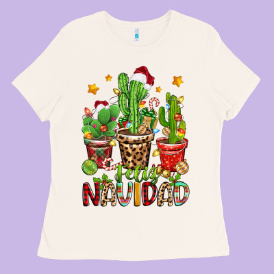 Christmas Cactus Feliz Navidad Ladies Tee Designed By Zillion Design Studio