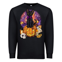 Black halloween black cat pumpkin Premium Sweatshirt - BarkalooDesign