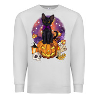 Dove Grey halloween black cat pumpkin Premium Sweatshirt - BarkalooDesign