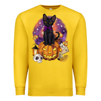 Lemon halloween black cat pumpkin Premium Sweatshirt - BarkalooDesign