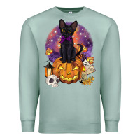 Seafoam halloween black cat pumpkin Premium Sweatshirt - BarkalooDesign