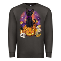 Smoke halloween black cat pumpkin Premium Sweatshirt - BarkalooDesign