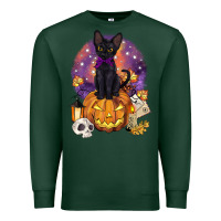 Sports Green halloween black cat pumpkin Premium Sweatshirt - BarkalooDesign