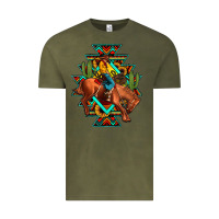 Vintage Olive aztec rodeo cowboy Vintage Tee - JahusDesignShop