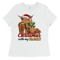 White Cow and Calves Christmas with My Family Ladies Tee - RanaPortraitStore