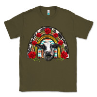 Army Green black and white baby cow floral rose rainbow Classic Tee - BarkalooDesign