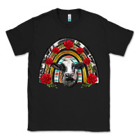 Black black and white baby cow floral rose rainbow Classic Tee - BarkalooDesign