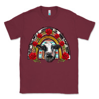 Burgundy black and white baby cow floral rose rainbow Classic Tee - BarkalooDesign