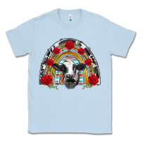 Dusty Blue black and white baby cow floral rose rainbow Classic Tee - BarkalooDesign