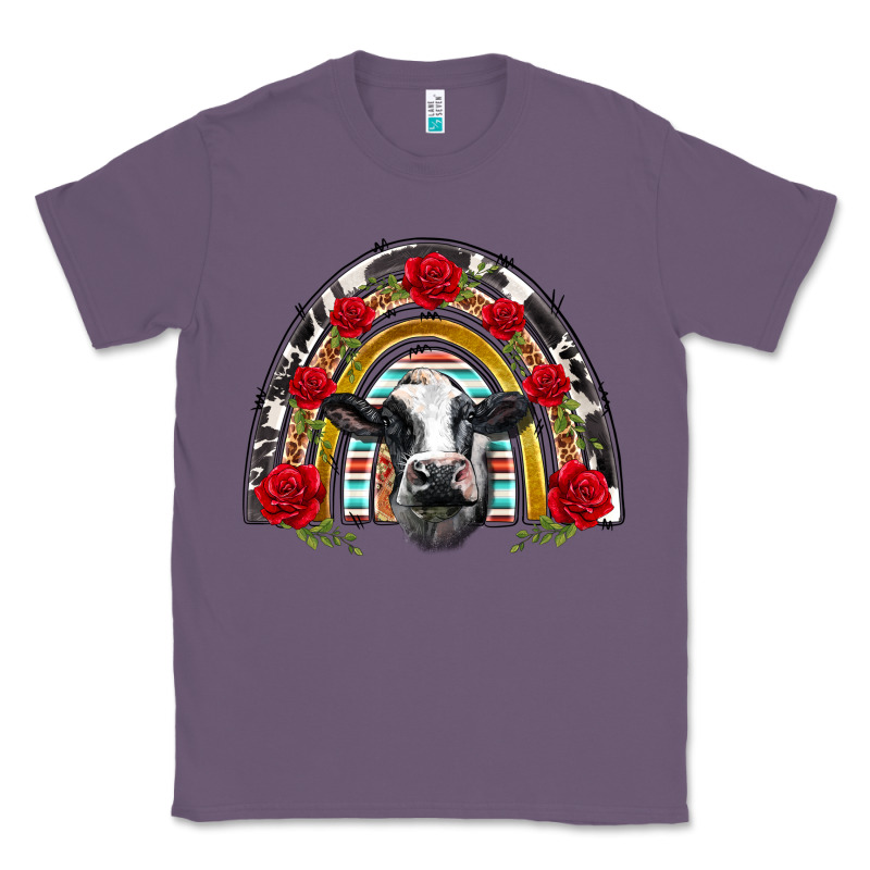 Black And White Baby Cow Floral Rose Rainbow Classic Tee by BarkalooDesign | Teevron