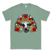 Sage black and white baby cow floral rose rainbow Classic Tee - BarkalooDesign